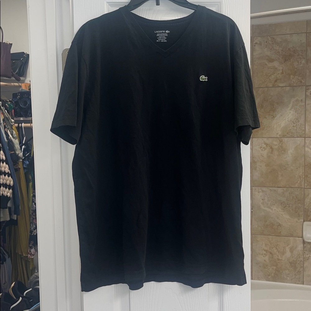 Classic Black Lacoste V-Neck T-Shirt